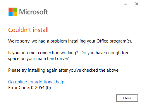 Troubleshooting Error Code 0-2054: Fixing Microsoft Office Issues