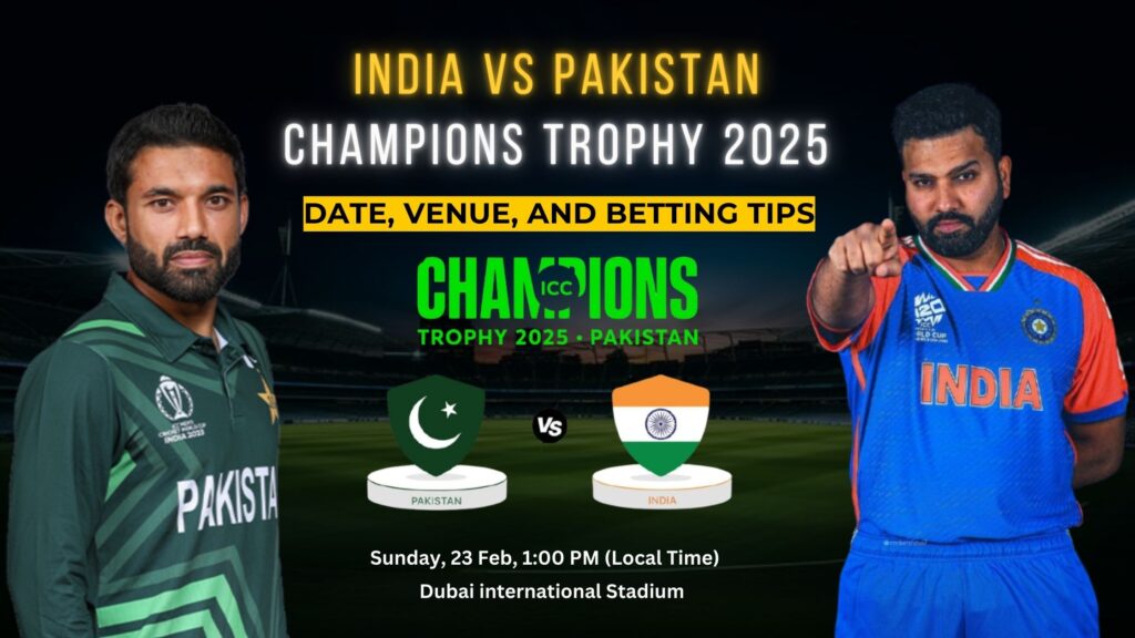 India Vs Pakistan Champions Trophy | Date, Venue & Betting Tips