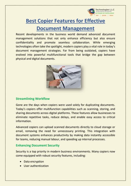 Best Copier Features for Effective Document Management | PDF