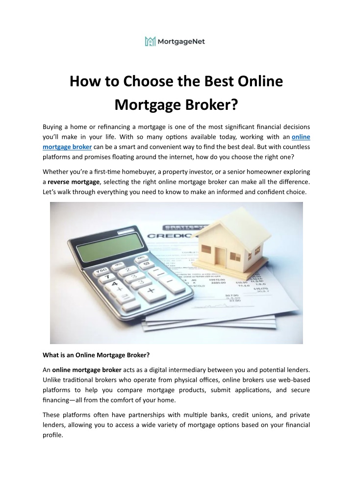 PPT - How to Choose the Best Online Mortgage Broker PowerPoint Presentation - ID:14302665