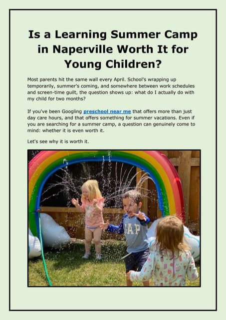 Is a Learning Summer Camp in Naperville Worth It for Young Children