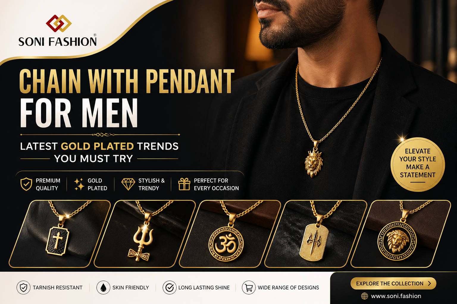 Chain with Pendant for Men | Top Trends 2026 – Soni Fashion