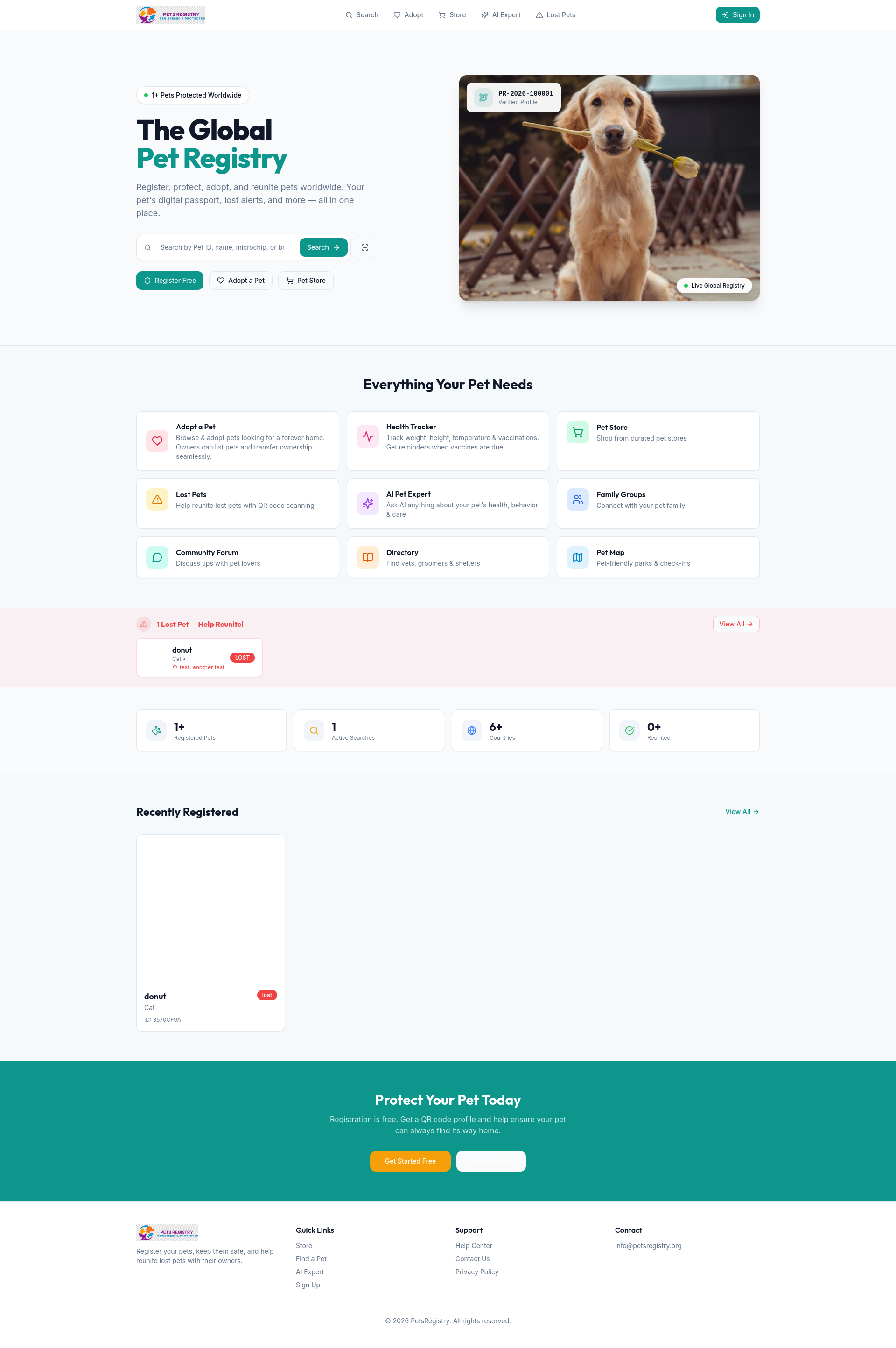 PetsRegistry - Register & Protect Your Pets
